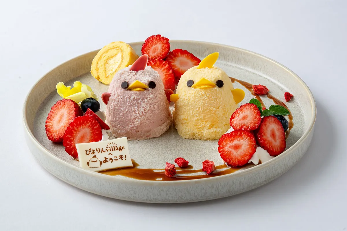 2羽のぴよりんと苺のvillageプレート