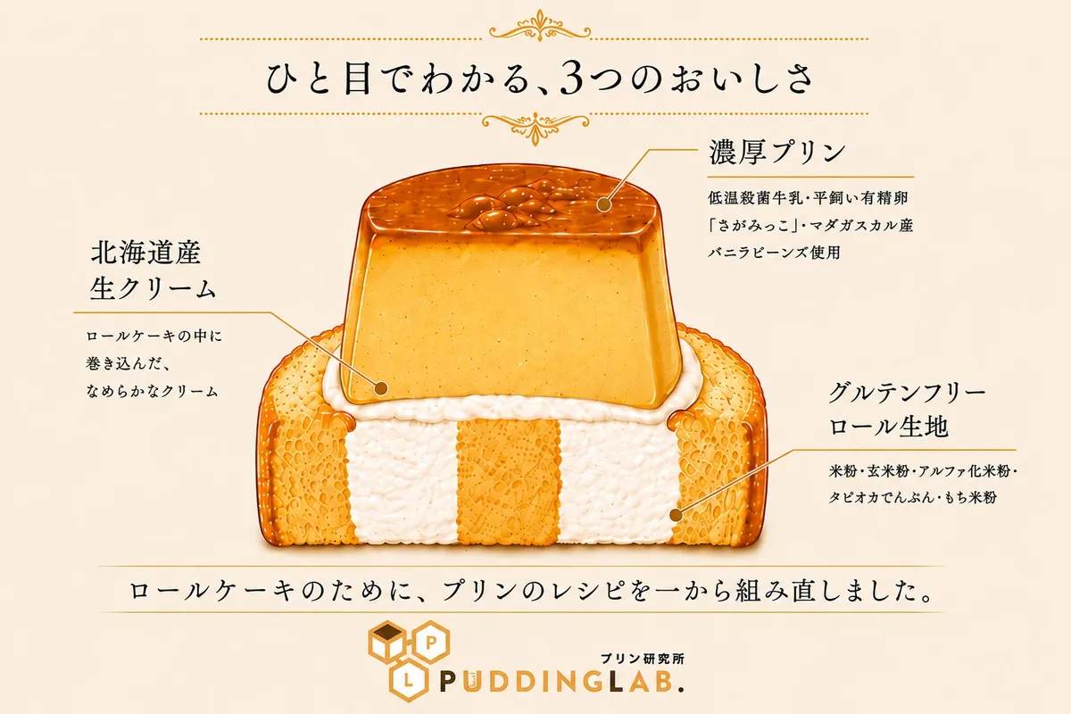 プリン断面図のイラスト