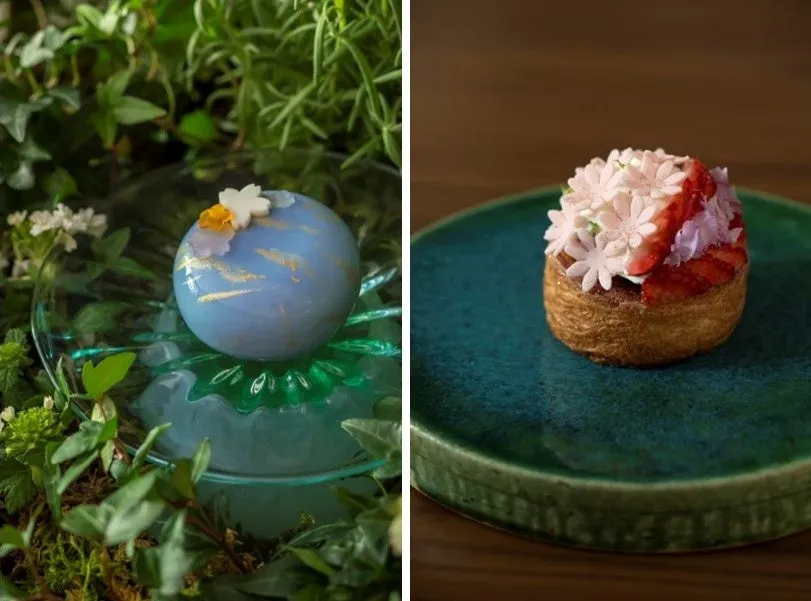 青いドーム型の限定ケーキ「京おどり」