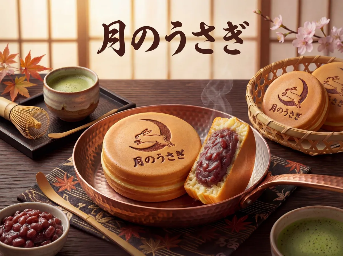 月のうさぎの今川焼きと抹茶のセット