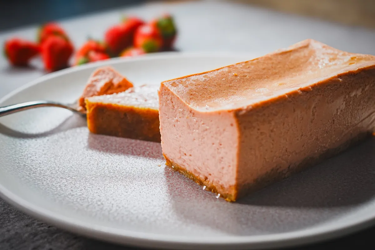 苺が添えられたいちごチーズケーキ