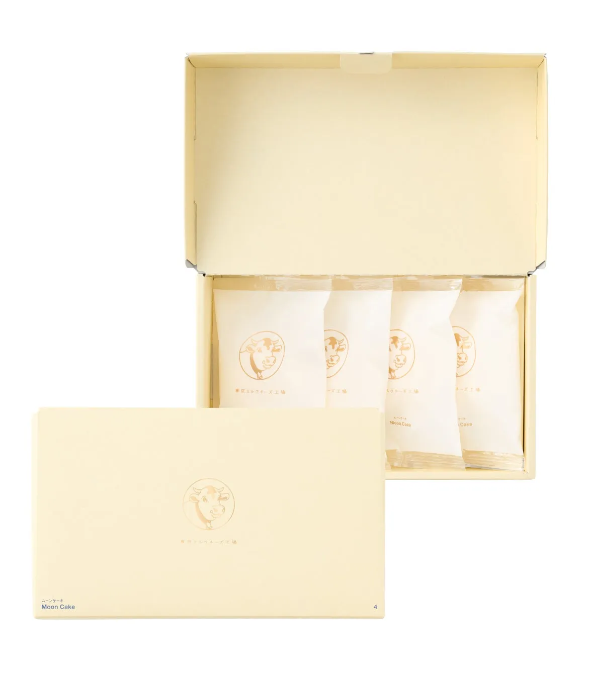 上品なクリーム色のボックスに収められたムーンケーキのパッケージ