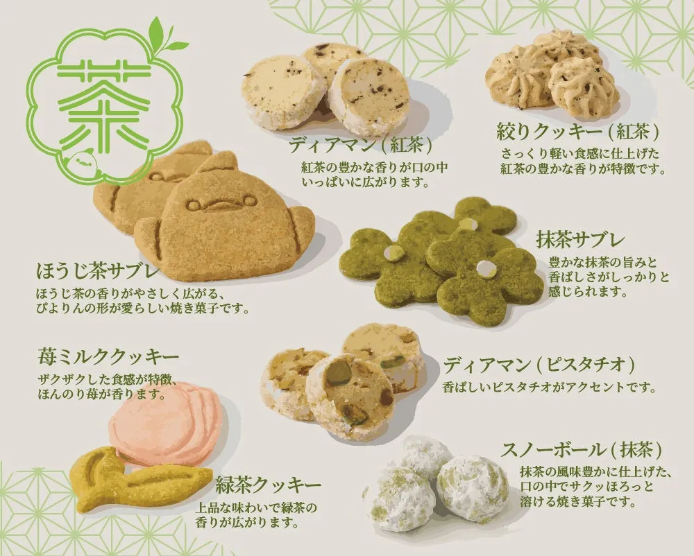 抹茶やほうじ茶など8種類のクッキーの解説