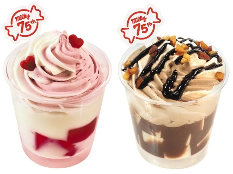 苺ミルキーパフェとチョコミルキーパフェ