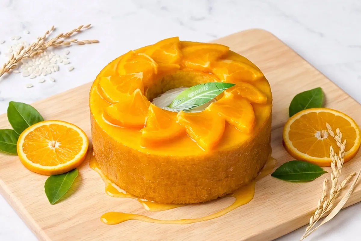 米粉100％を象徴する米穂とオランジュリー