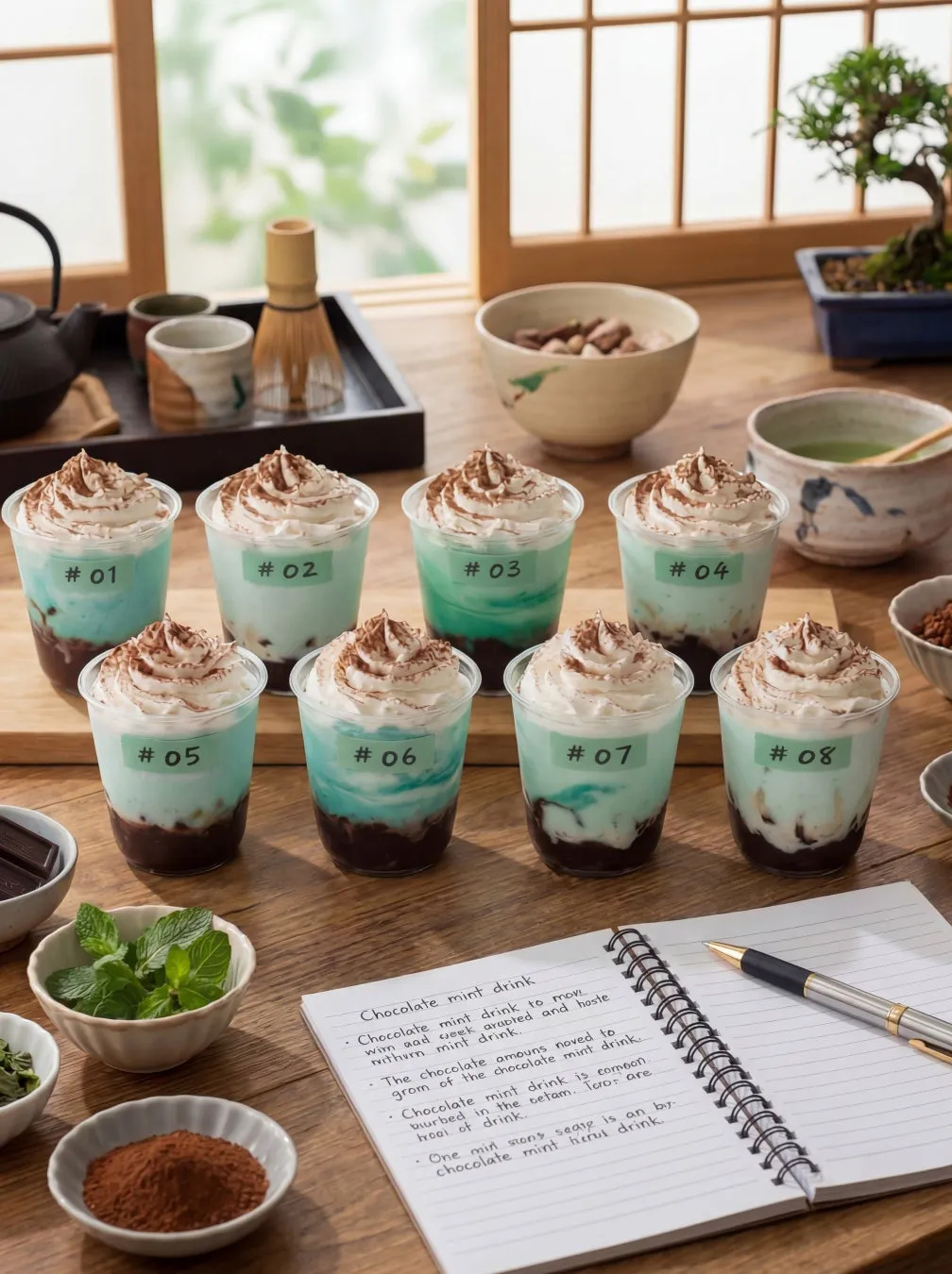 職人が試行錯誤を重ねて開発した8種類の試作ドリンク