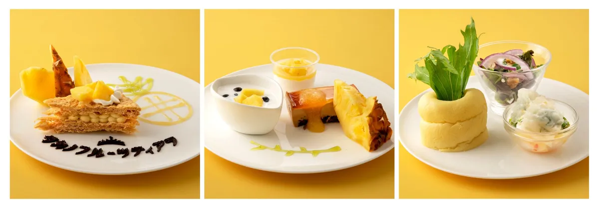 アジアンテイストのセイボリーとパイナップルスイーツのプレート