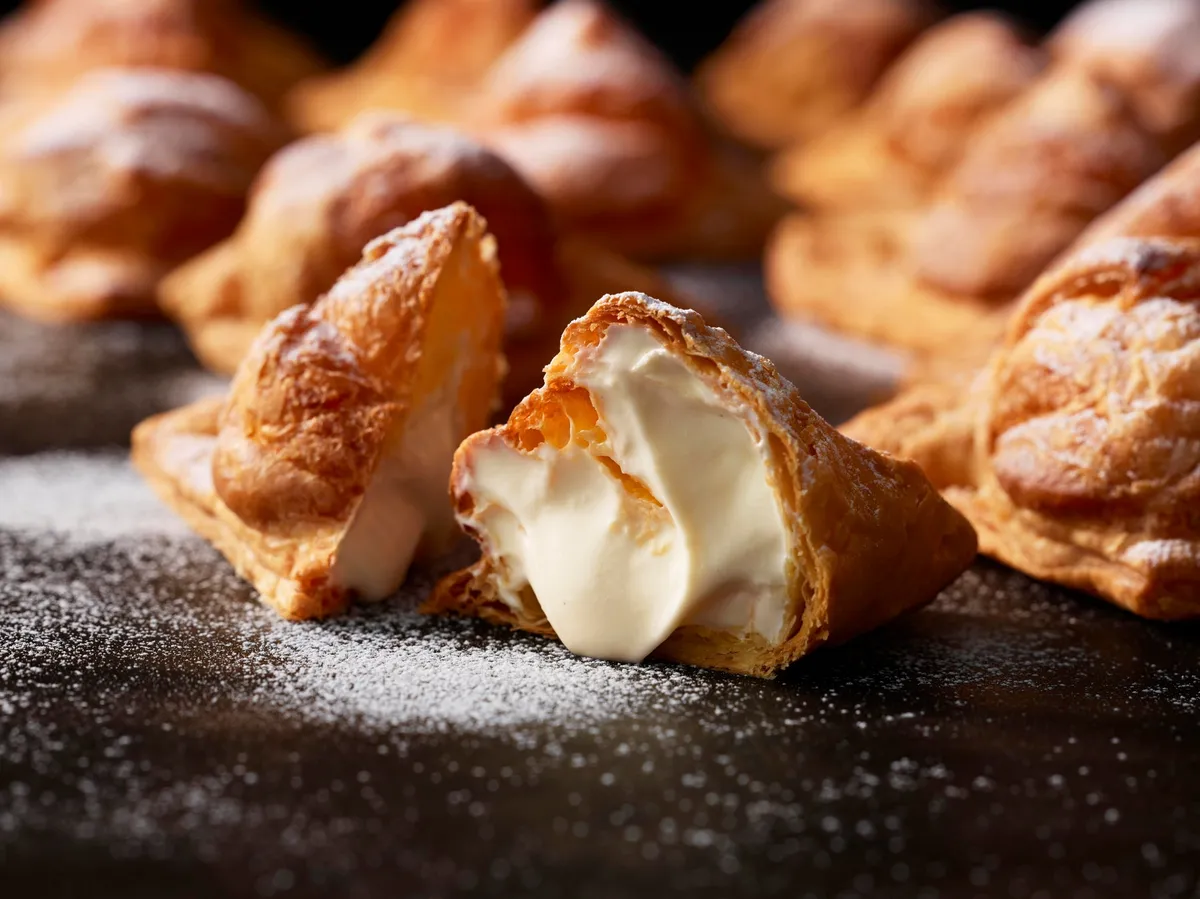 店内のオーブンで焼き上げられたパイから溢れ出す濃厚なミルククリーム