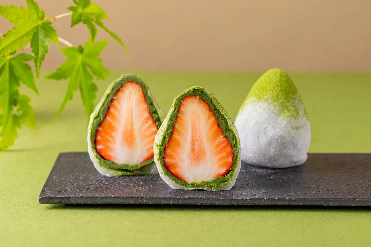 断面が美しい抹茶いちご大福