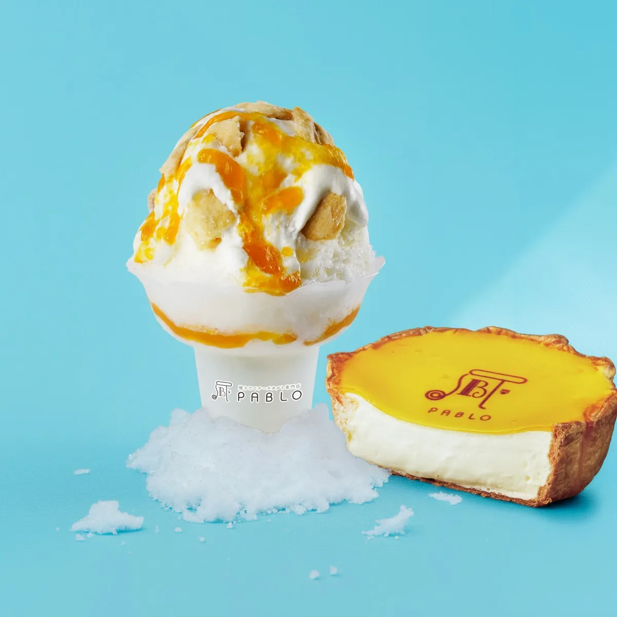 とろけるチーズタルトかき氷と実物のチーズタルト