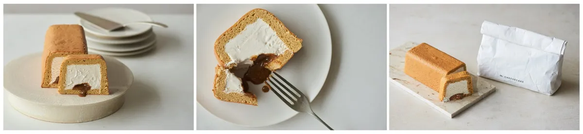 限定のカフェモカと定番のロールケーキ、洗練されたパッケージ