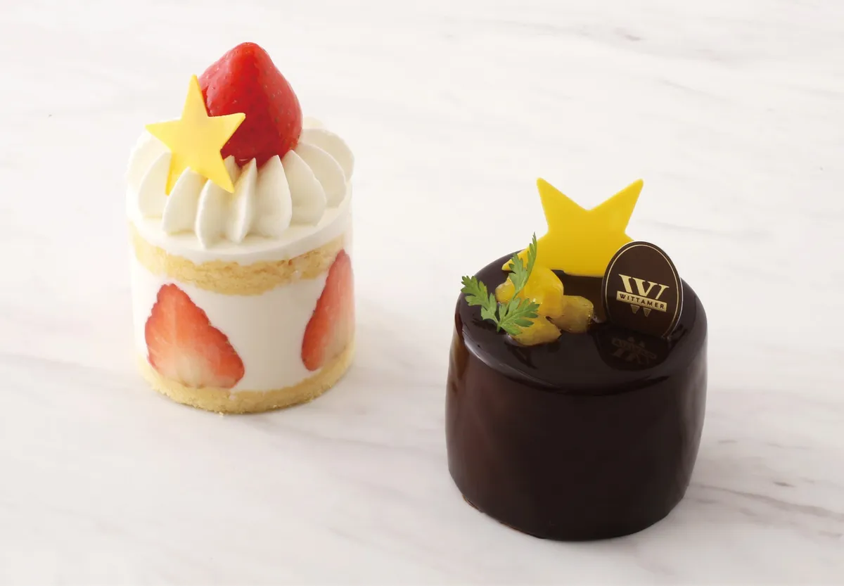 星の飾りがついた七夕限定デザインのケーキ