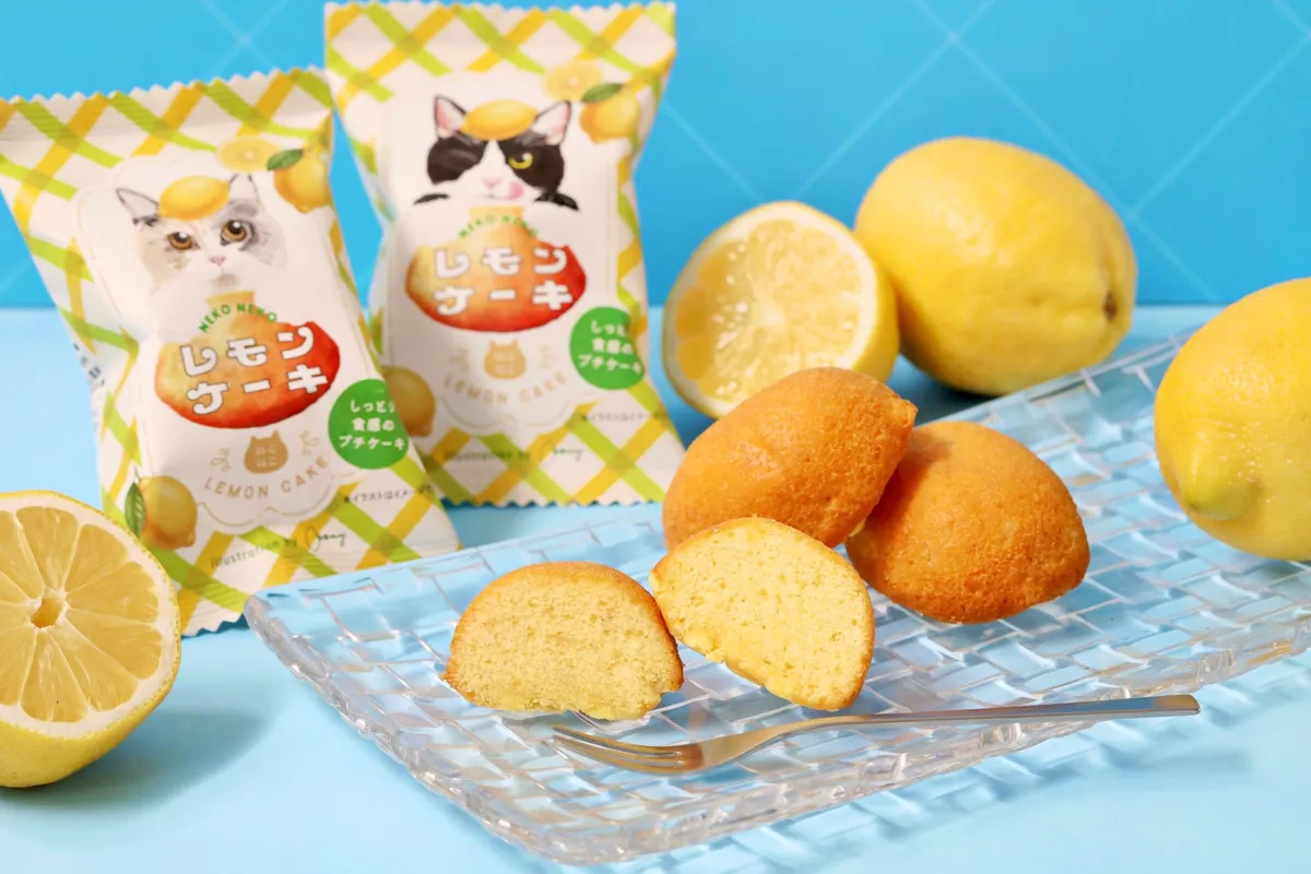 ねこねこレモンケーキの断面とフレッシュレモン