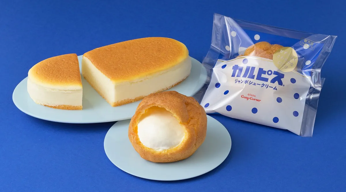カルピスとコラボしたチーズスフレとシュークリームの集合写真