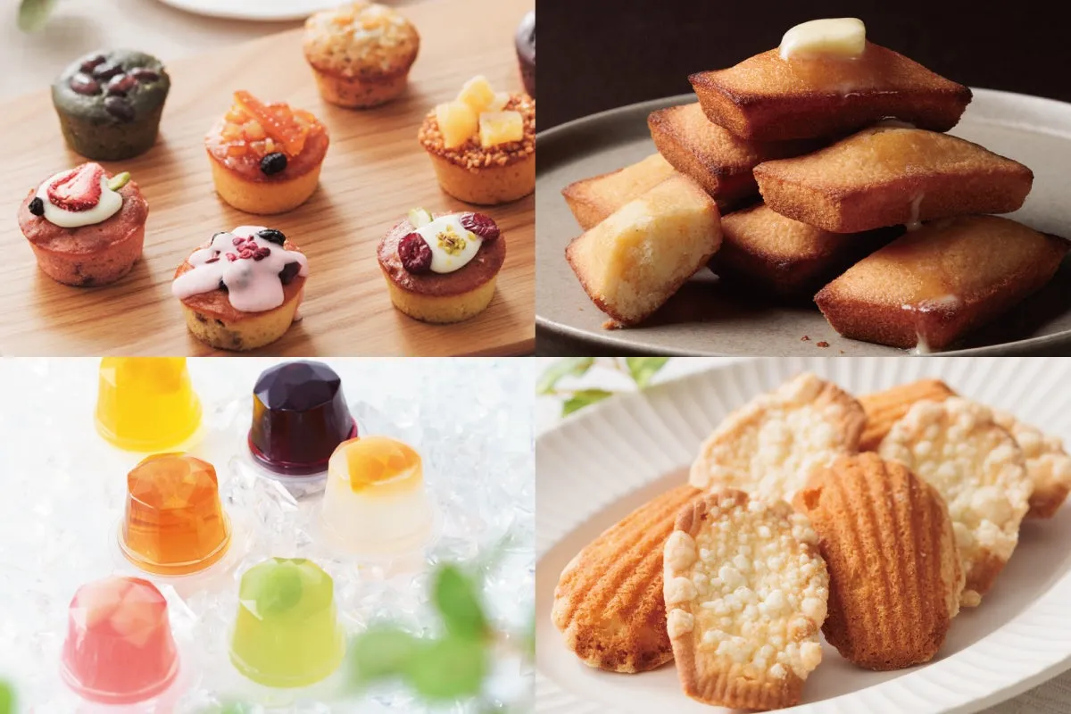 色とりどりの宝石ゼリーと焼き菓子の詰め合わせ