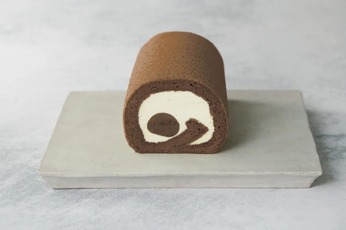 ほうじ茶ロールケーキの断面