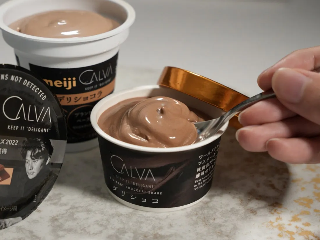 カップに入った滑らかな質感のチョコレートアイス