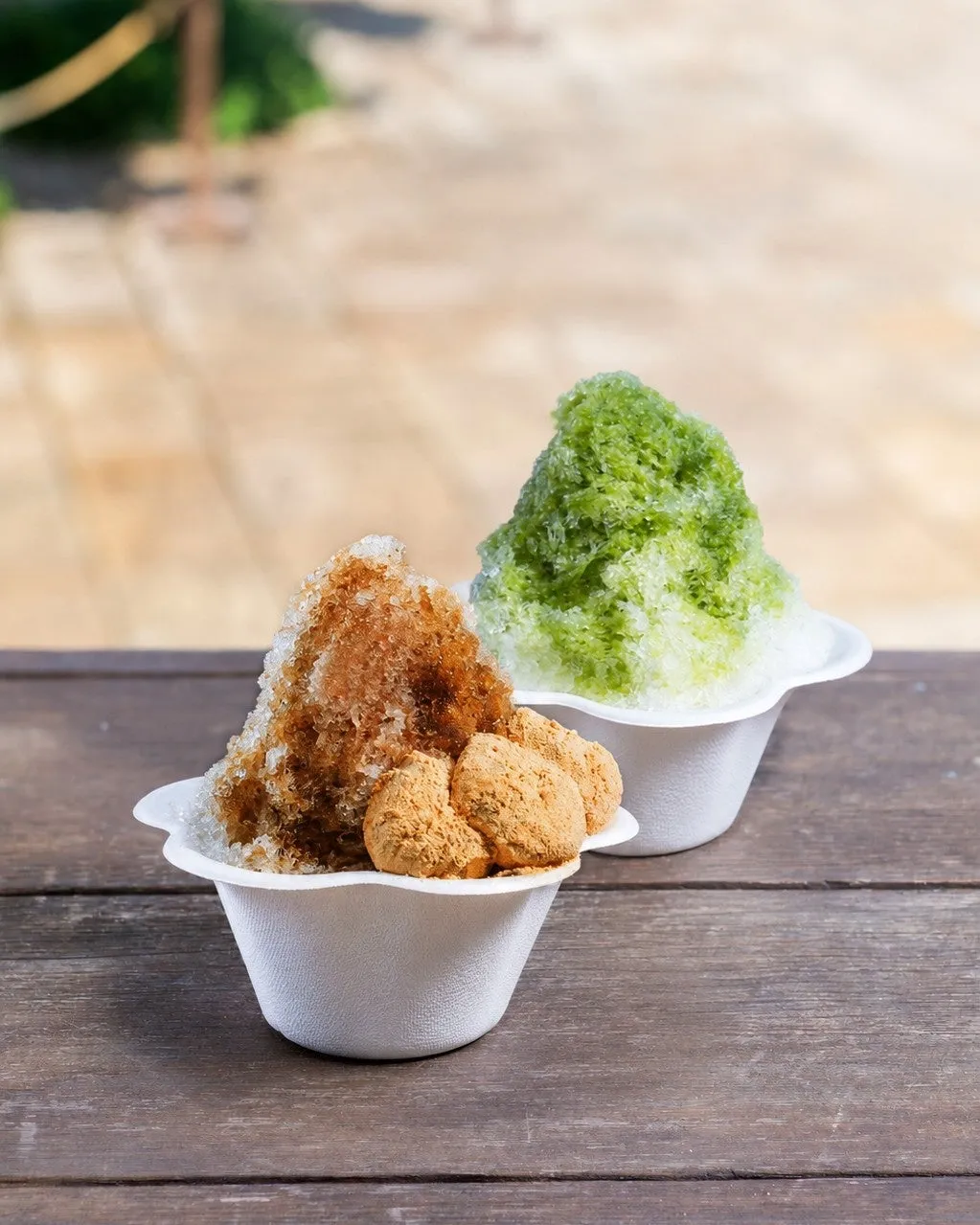 わらび餅氷と赤福氷の2ショット
