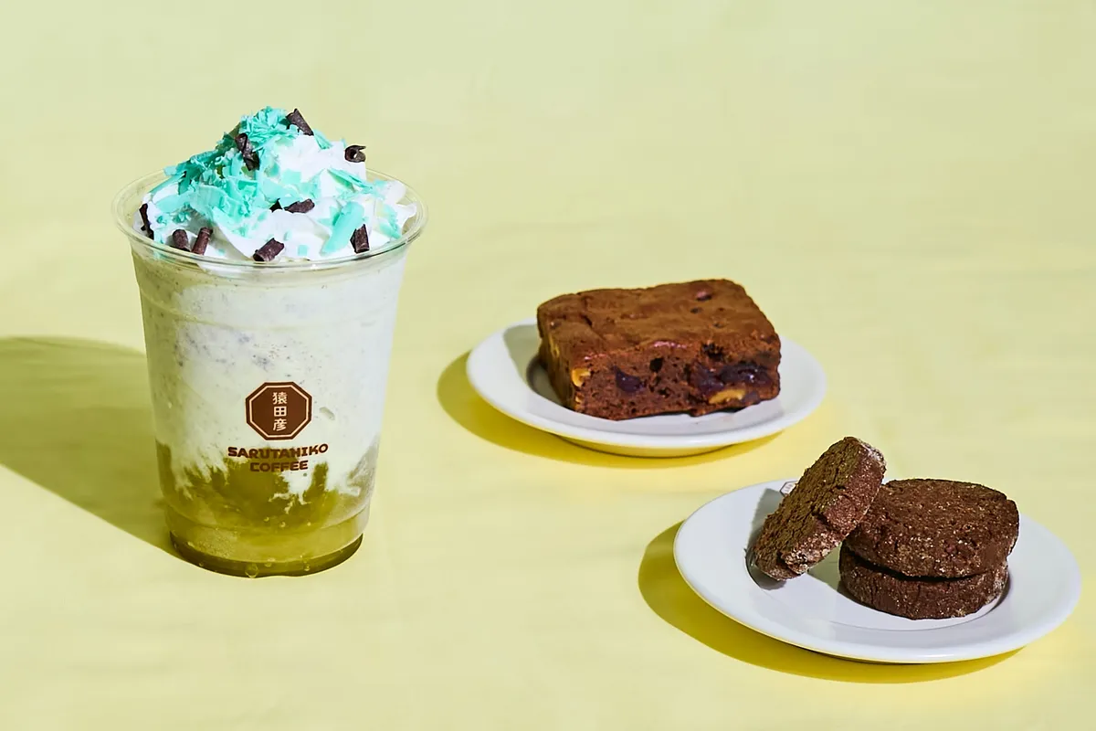 チョコミントジェラッテとチョコレートブラウニーのセット