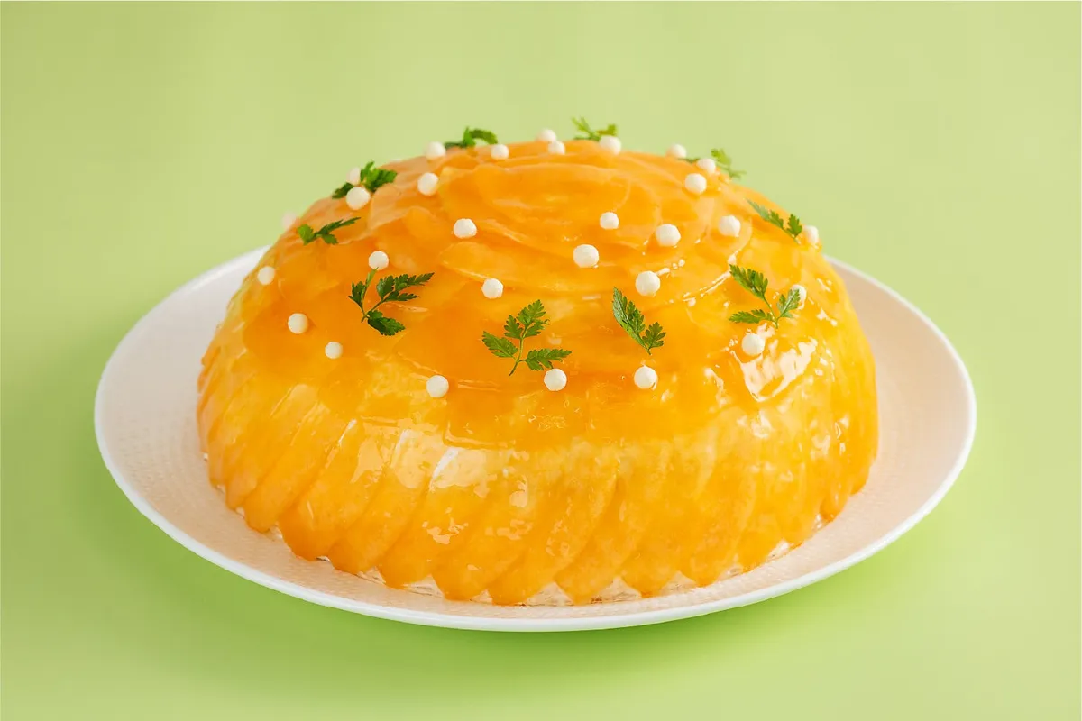 タカミレッドメロンを敷き詰めたドームケーキ