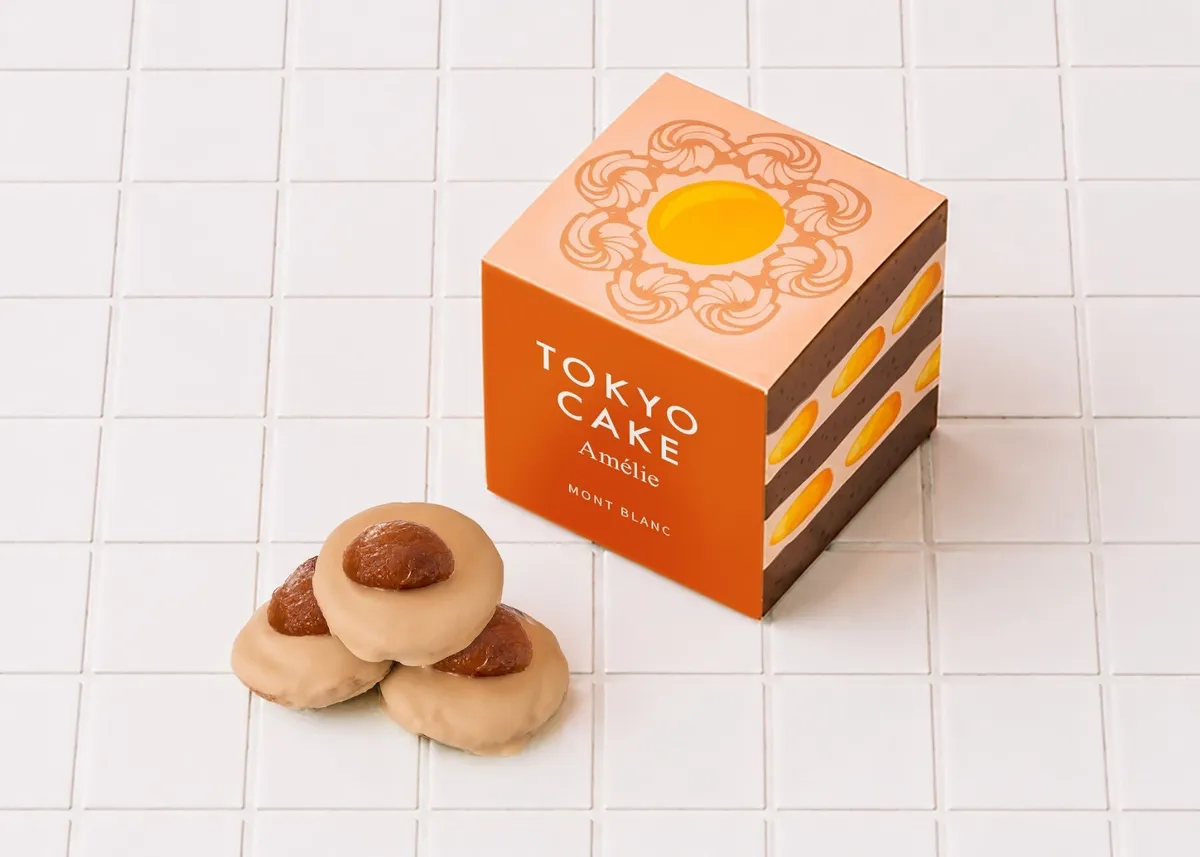 モンブラン味のクッキーとオレンジのパッケージ