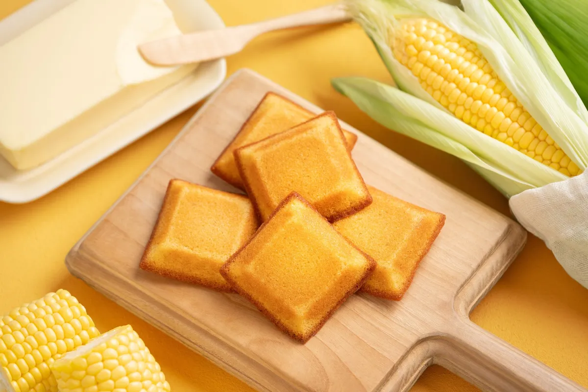 とうきびとバターを添えた黄金色のフィナンシェ