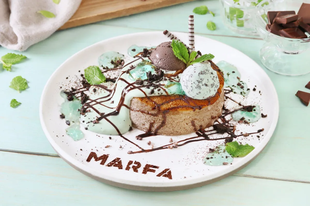チョコミントサマーパンケーキのアップ