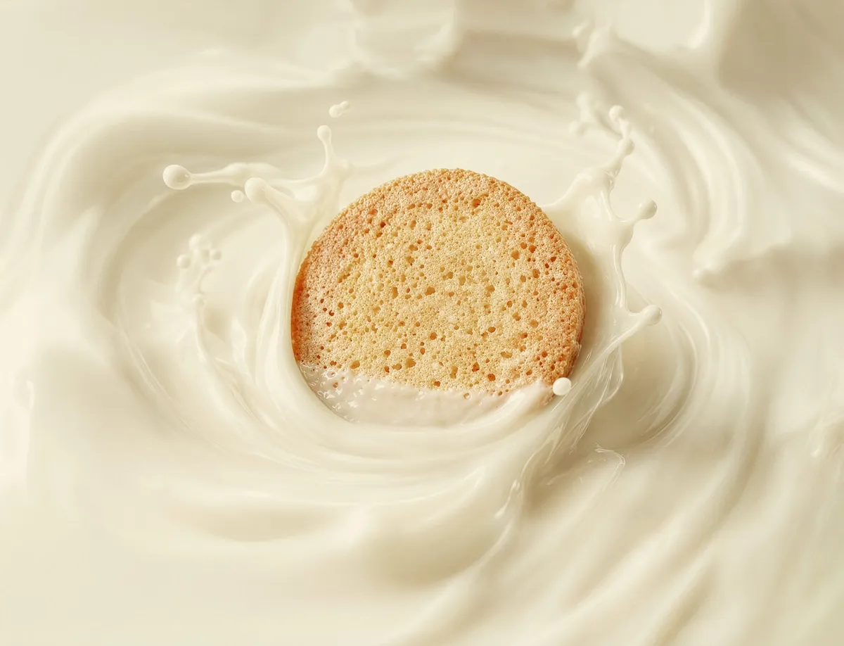 ミルクのようなホワイトチョコに浸るアーモンドガレットのシズルカット