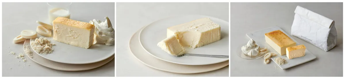 練乳やホワイトチョコを贅沢に使ったケーキの断面