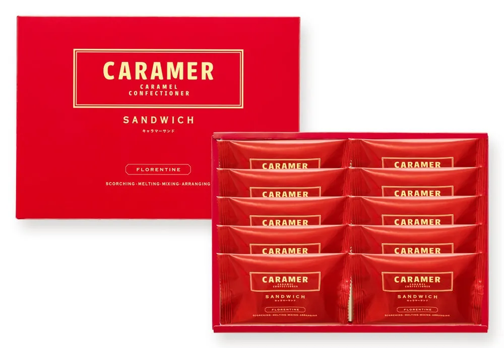 贈り物にぴったりなCARAMERのスタイリッシュな赤いパッケージ箱