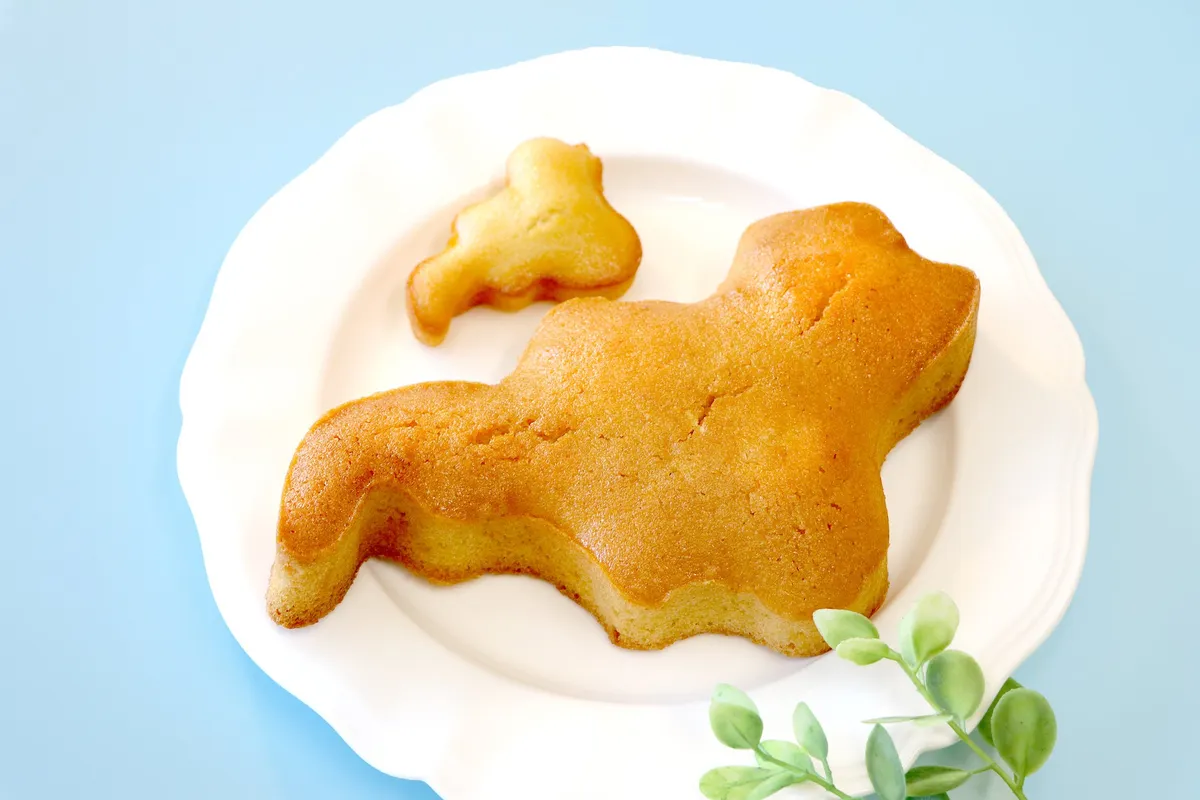 通常サイズのびわこフィナンシェと特大しあわせサイズの比較画像