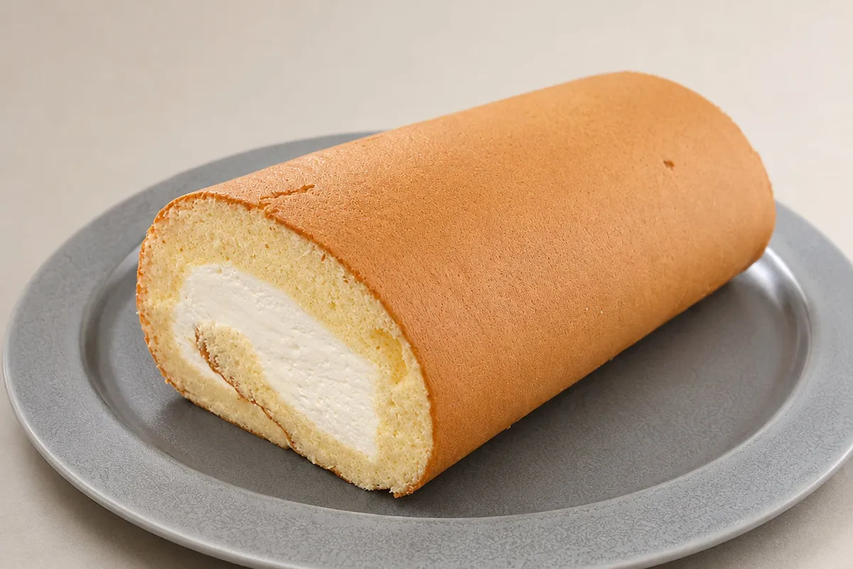 しっとりと巻き上げられたロールケーキの全体像