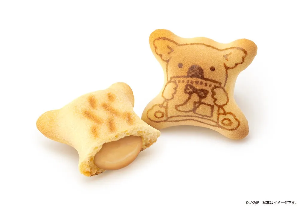 キャラメルバナナチョコが入ったビスケットの断面
