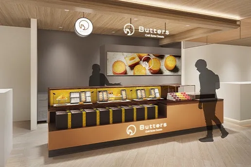 Buttersの洗練された店舗カウンター