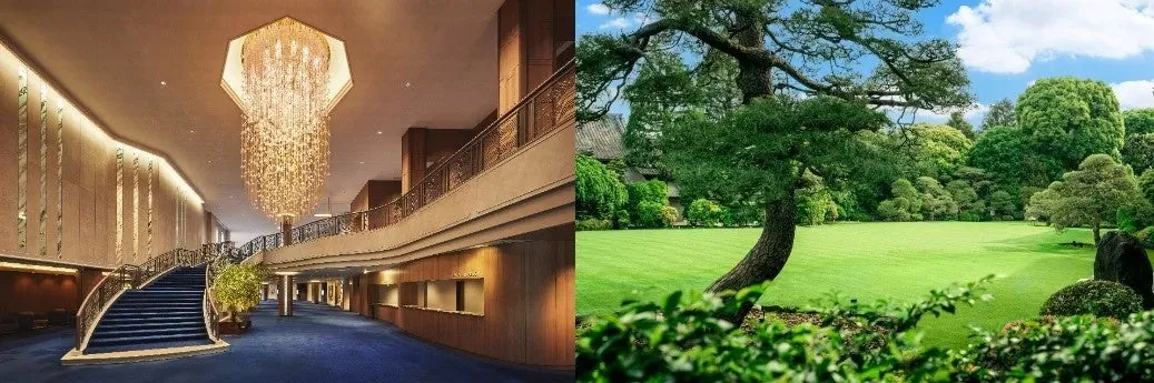 歴史と伝統を感じる明治記念館の内観と美しい庭園