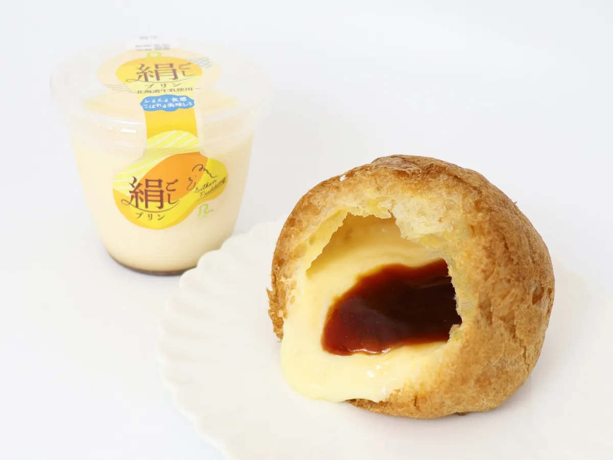 絹ごしプリンとシュークリームの比較